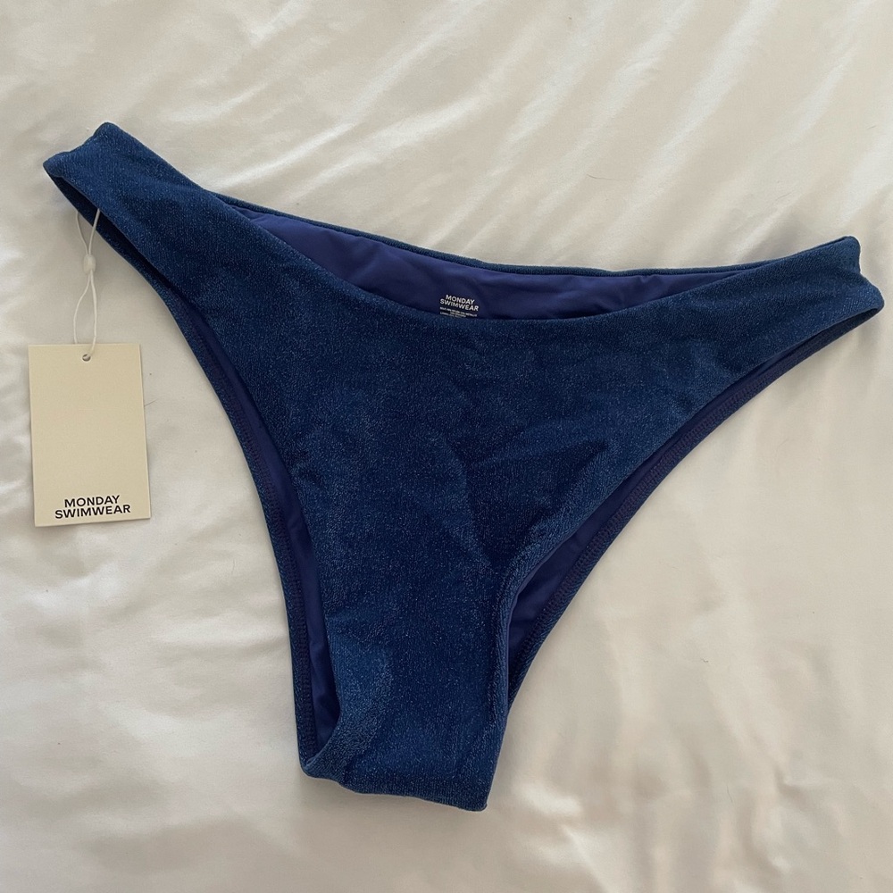 NWOT Monday swimwear bikini bottoms VV or xlarge navy shimmer